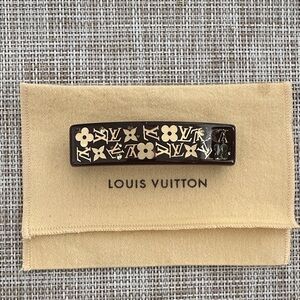 Louis Vuitton Monogram Black and Gold Hair Barrette